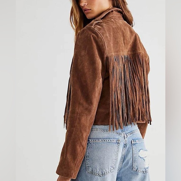 BLANK NYC Genuine Suede Fringed Moto Jacket - Rust - Picture 11 of 15